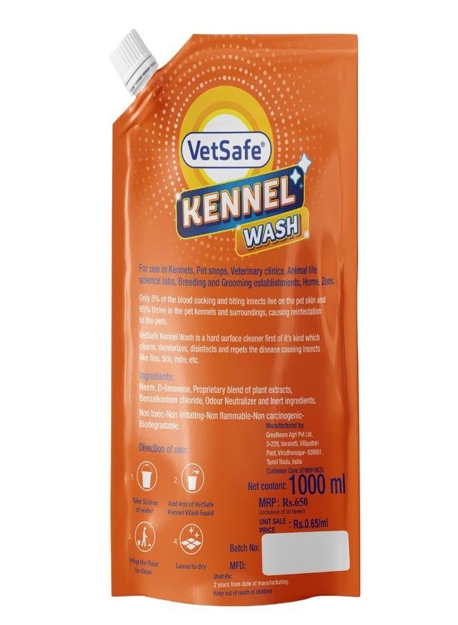 VetSafe Kennel Wash, 1 Litre, 3-in-1 Cleaner for Pet Areas | Cleans, Disinfects, and Deodorizes Kennels and Veterinary Clinics - Image 2